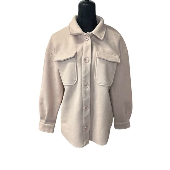 Avec Les Filles Oversized Woven Shacket in Blush Medium - Picture 4 of 13